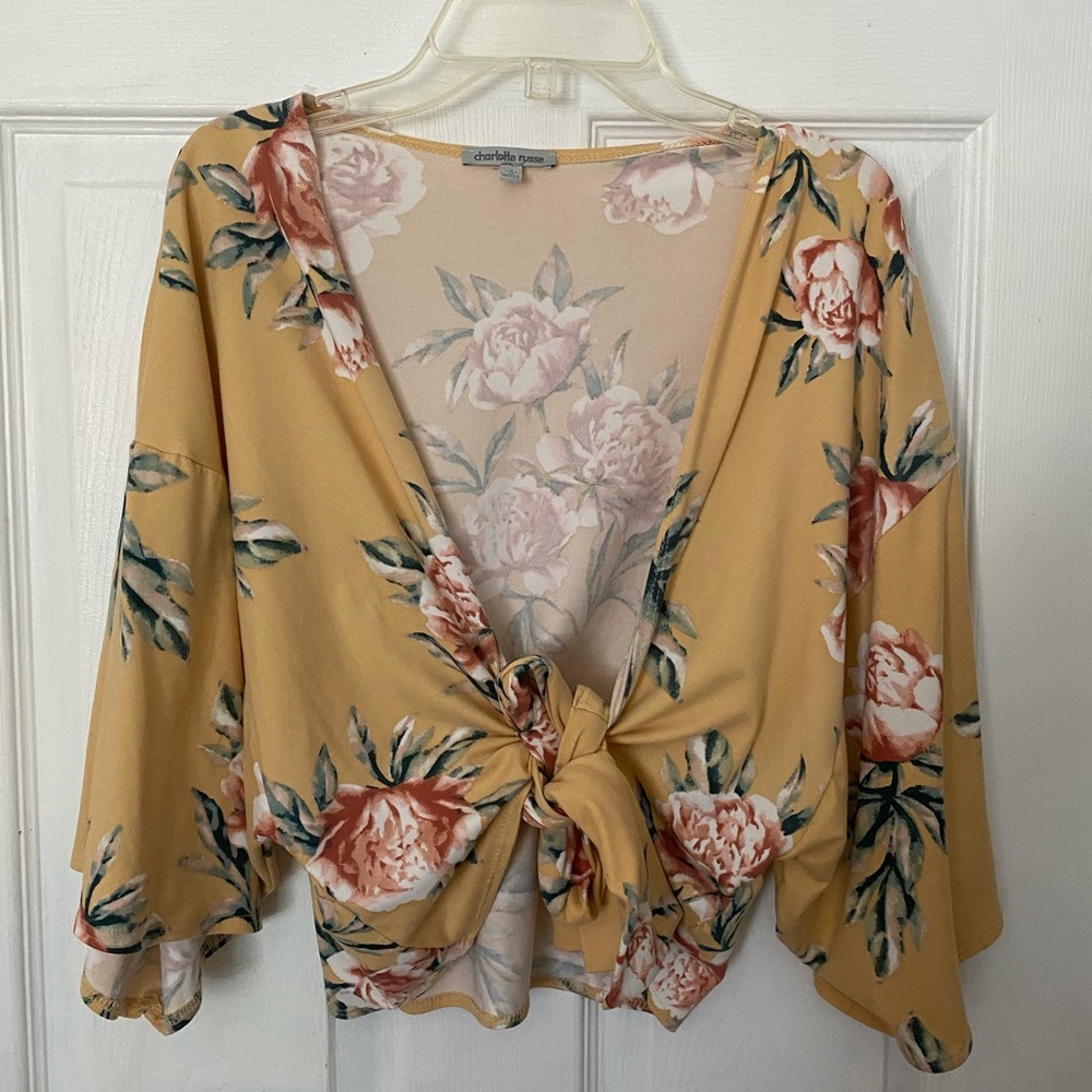 FLORAL TIE TOP - Picture 2 of 2